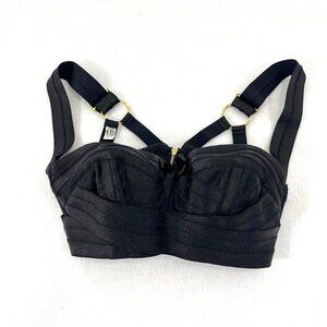 BORDELLE Womens Medium Bondage Minerva Bodice Bandage Strap Black Harness Bra